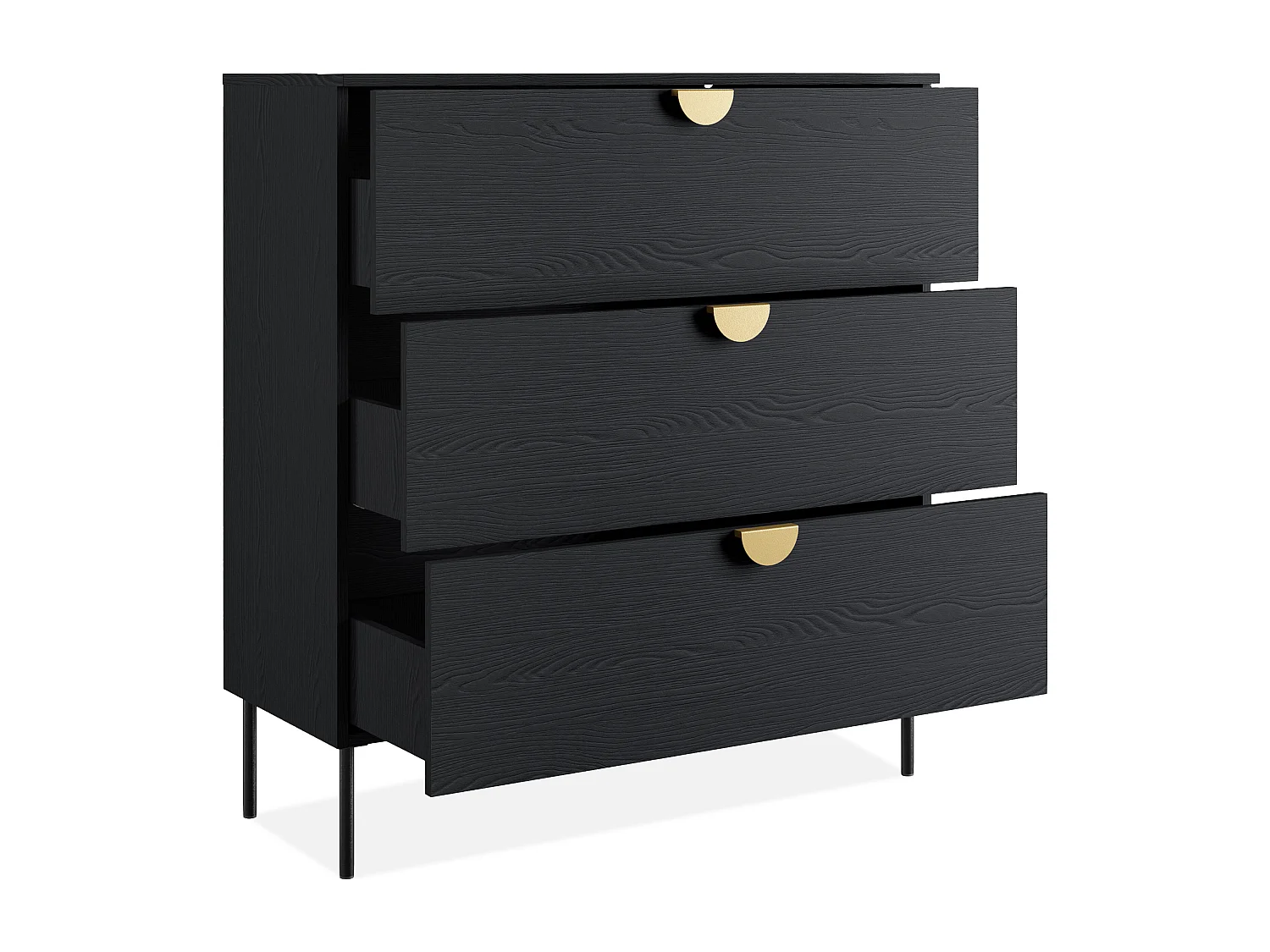 Commode VIDIS noir, dimensions 100x107x40 cm, parfait pour rangement