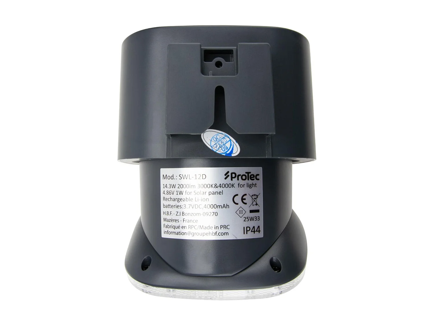 Applique murale solaire LED + détecteur mouvement IP54 Gris - Protec