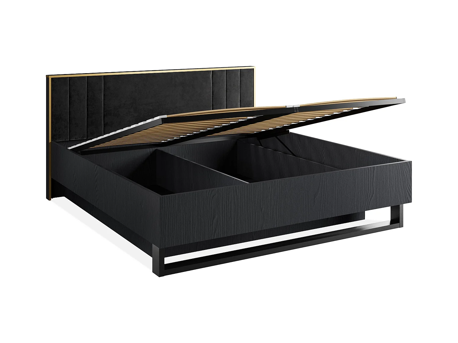 Bettgestell VIDIS schwarz, Maße 169x98x211 cm, optimaler Komfort