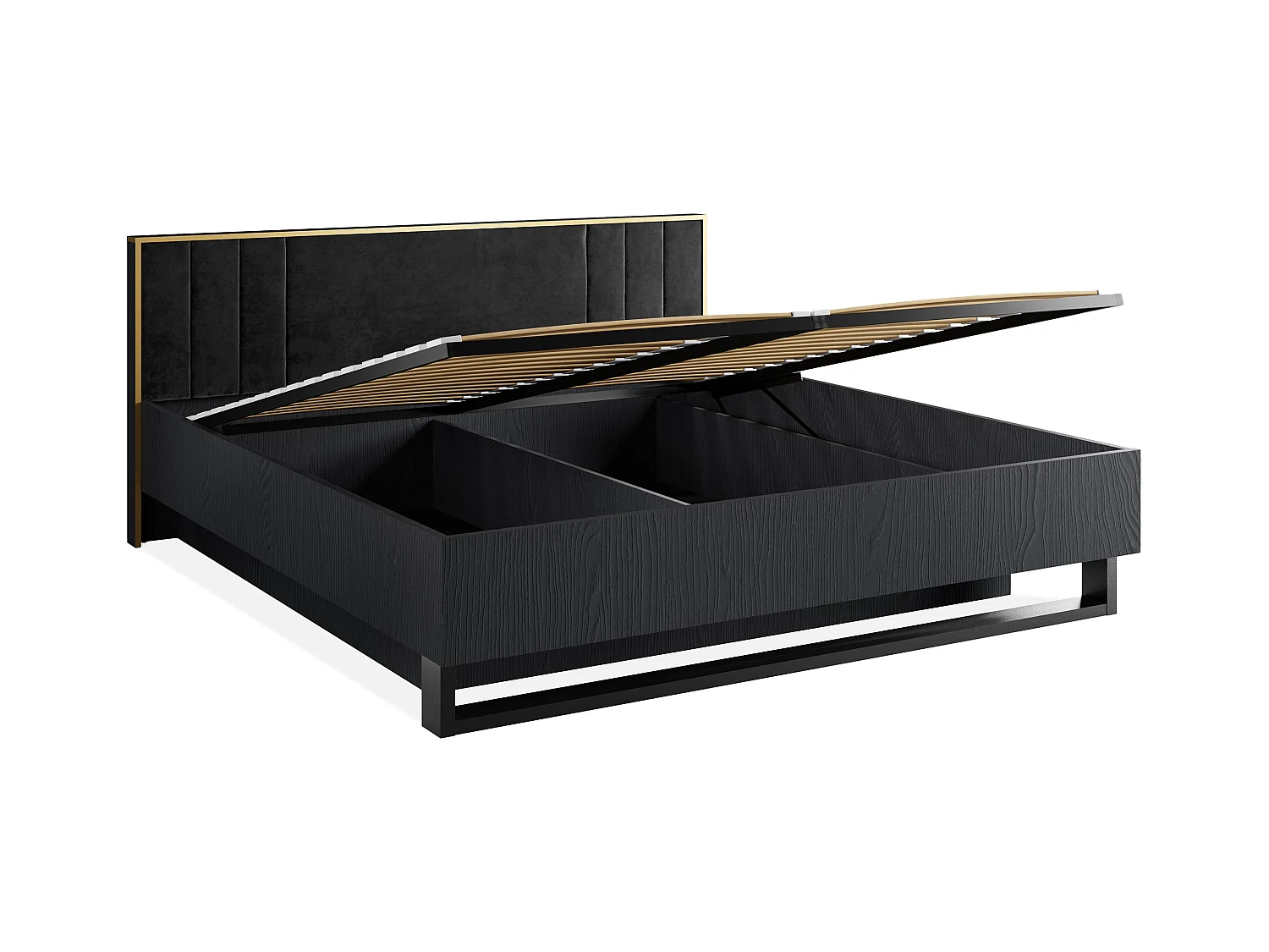 Bettgestell VIDIS schwarz, Maße 189x98x211 cm, ideal für große Schlafzimmer