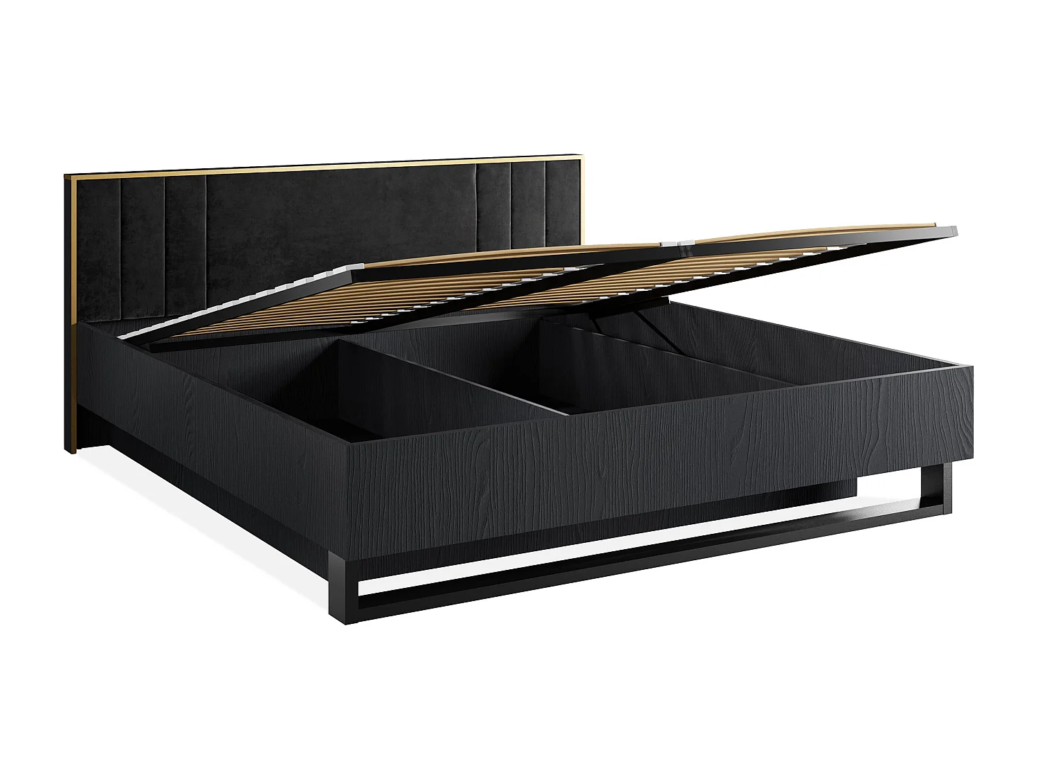 Bettgestell VIDIS schwarz, Maße 189x98x211 cm, ideal für große Schlafzimmer