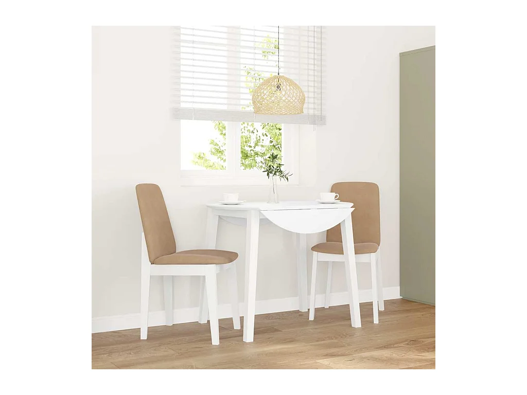 Chaises à manger coussins 2 pcs blanc bois massif caoutchouc
