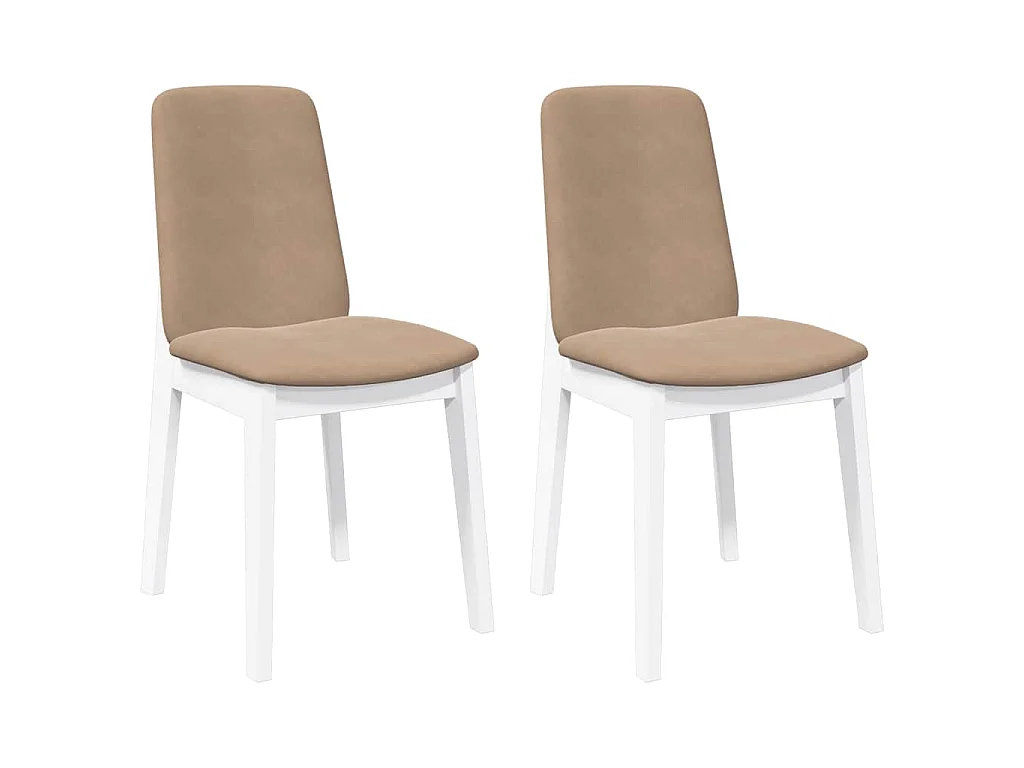Sedie da Pranzo con Cuscini 2 pz Bianco Legno Massello di Hevea