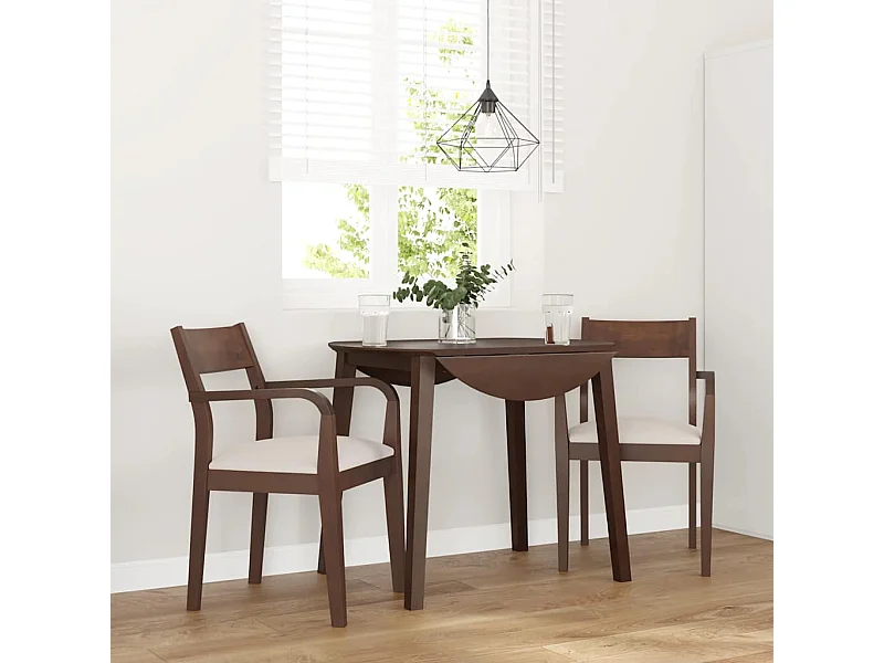 Eetkamerstoelen met kussens 2 st massief hout rubber bruin