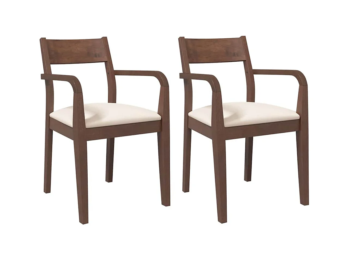 Chaises à manger coussins 2 pcs marron bois massif caoutchouc