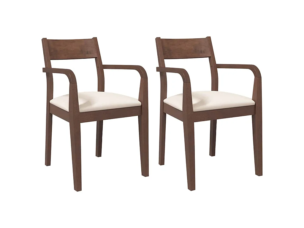 Cadeiras de jantar com almofadões 2 pcs madeira maciça castanho