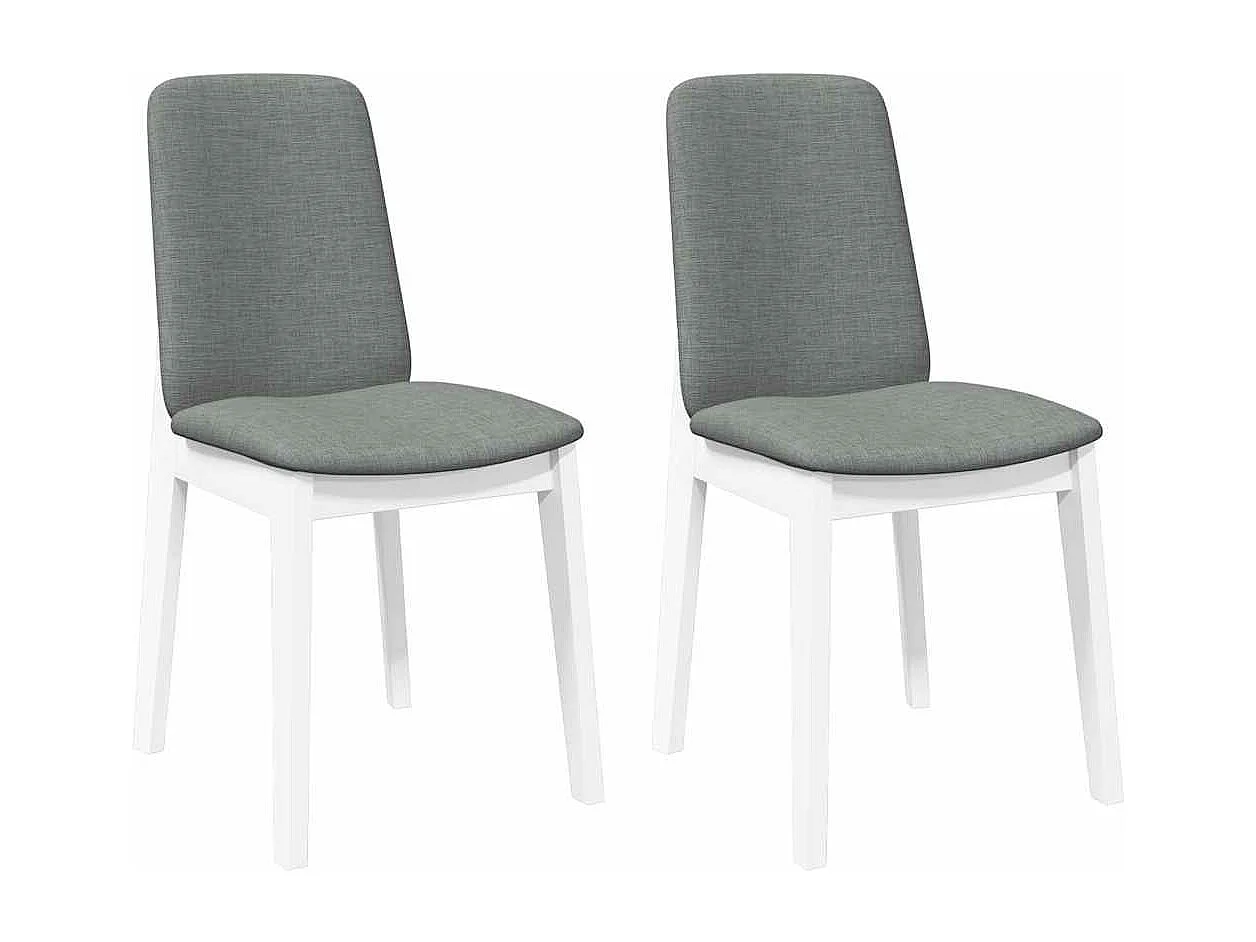 Sillas de comedor con cojines 2uds madera maciza blanco caucho