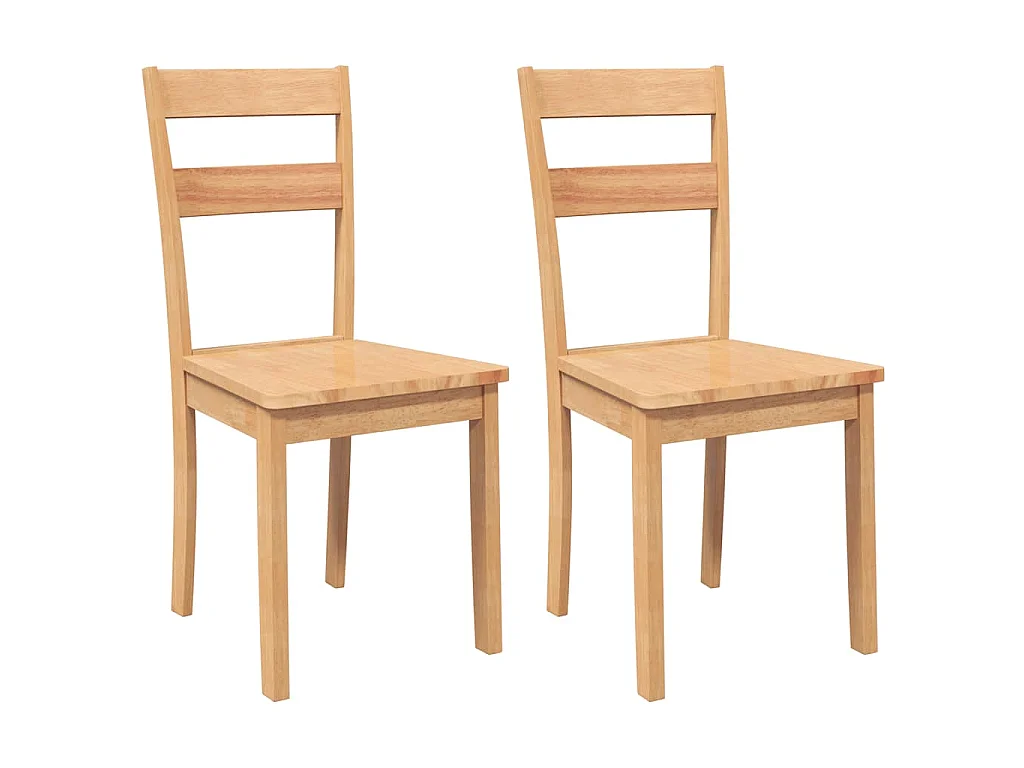Chaises à manger 2 pcs bois massif naturel caoutchouc