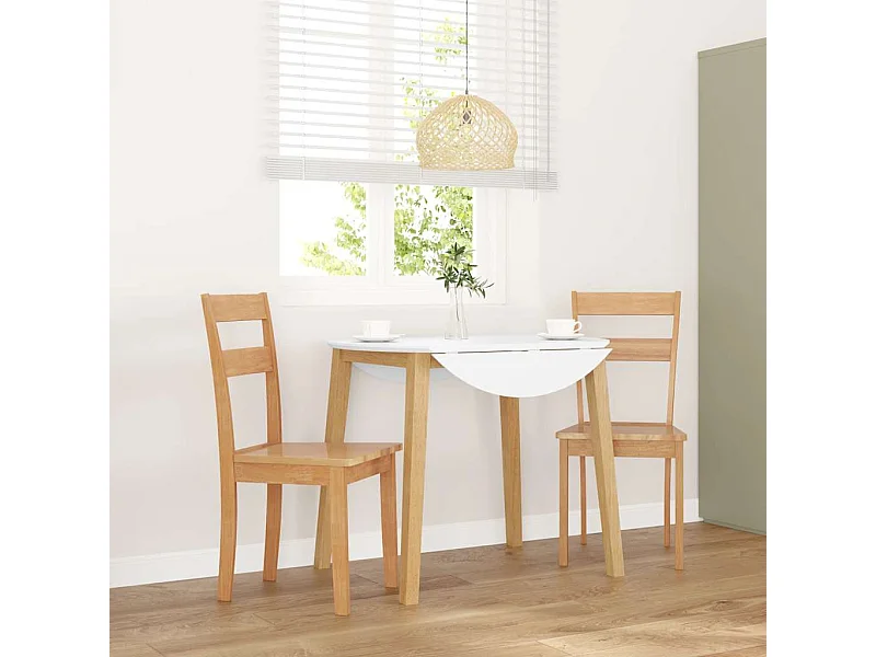 Chaises à manger 2 pcs bois massif naturel caoutchouc