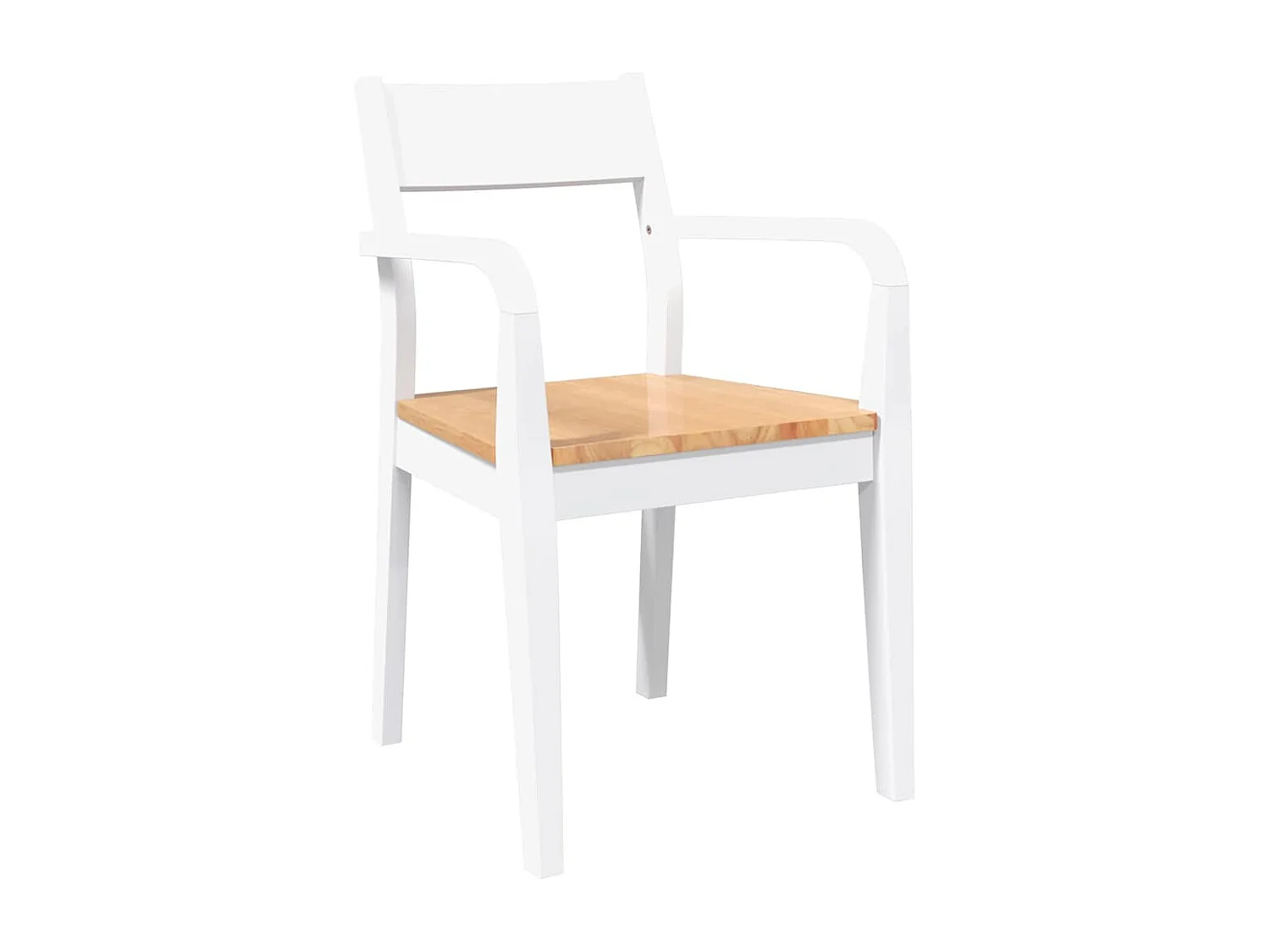 Chaises à manger 2 pcs blanc bois massif caoutchouc