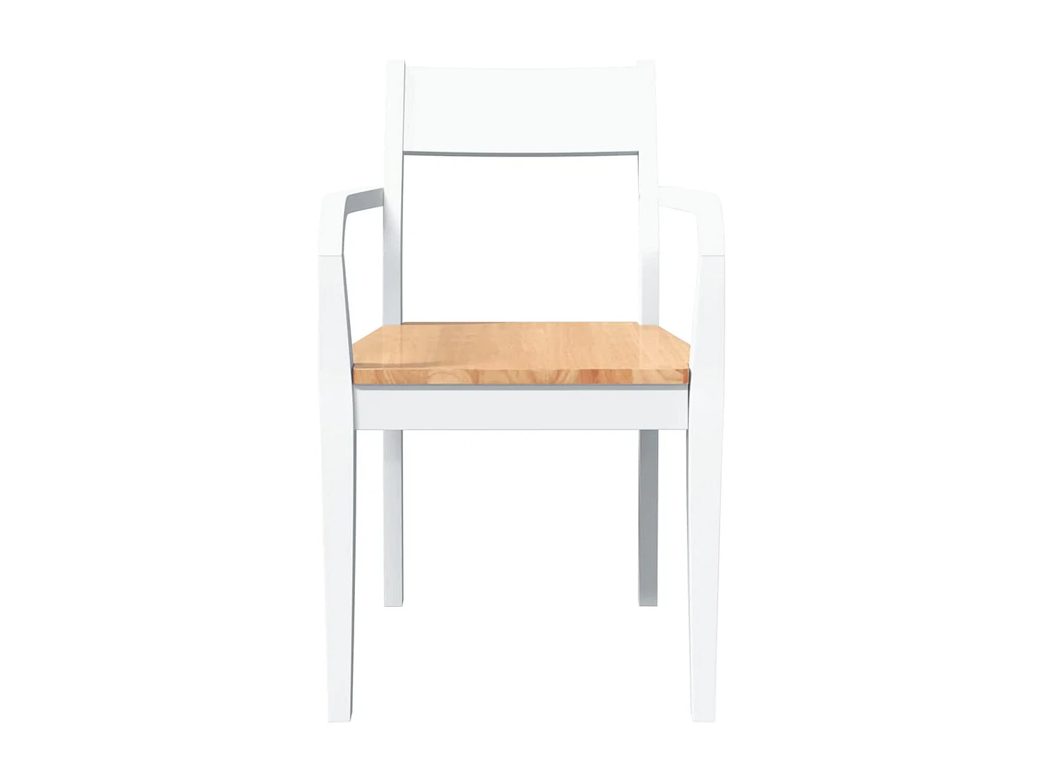 Chaises à manger 2 pcs blanc bois massif caoutchouc