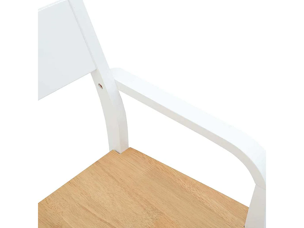 Chaises à manger 2 pcs blanc bois massif caoutchouc