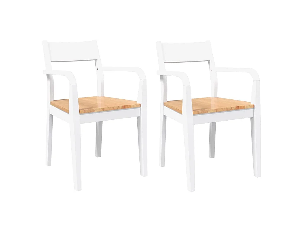 Esszimmerstühle 2 Stk. Weiß Massivholz Gummibaum