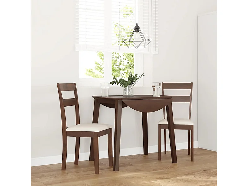 Eetkamerstoelen met kussens 2 st massief hout rubber bruin