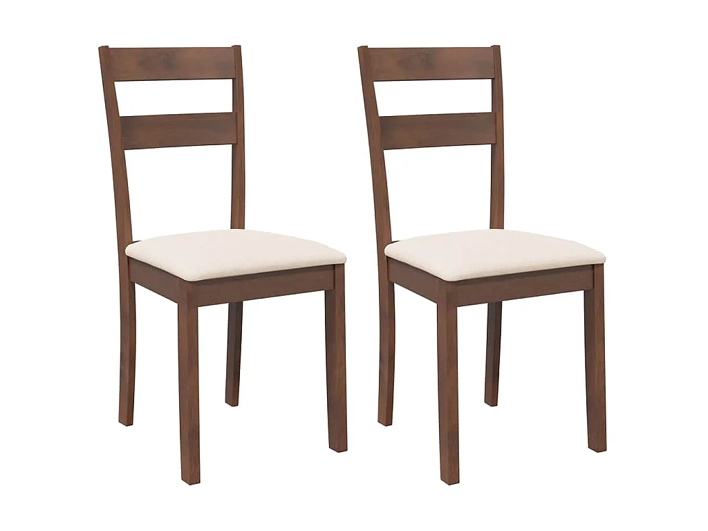 Eetkamerstoelen met kussens 2 st massief hout rubber bruin