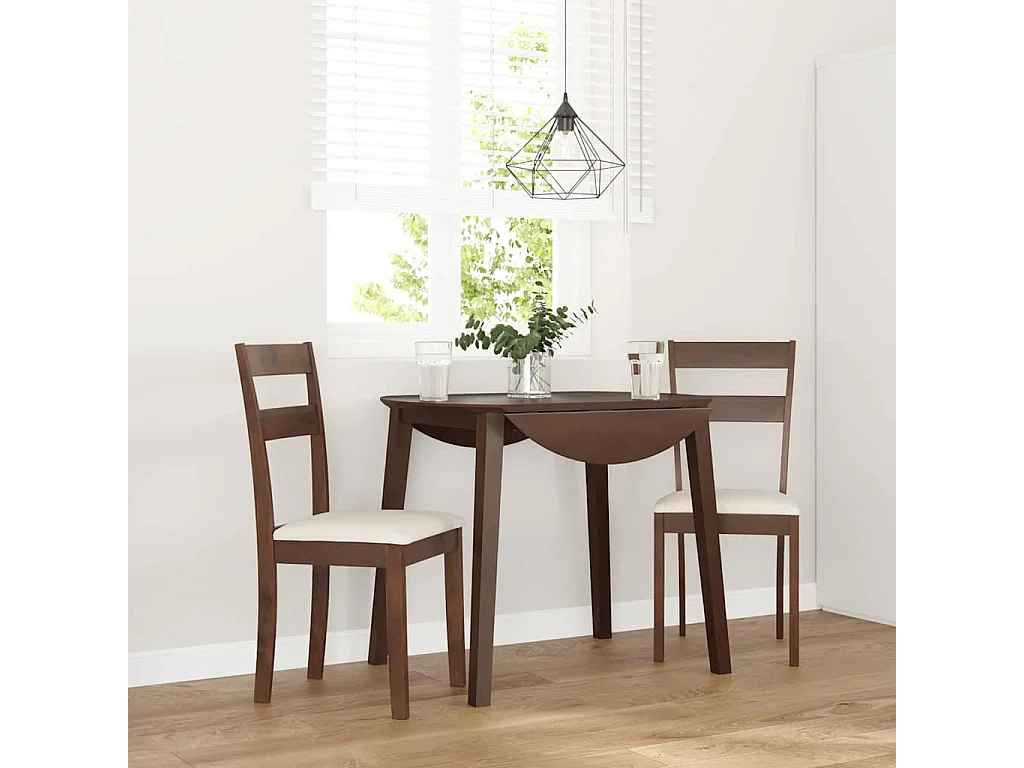 Eetkamerstoelen met kussens 2 st massief hout rubber bruin