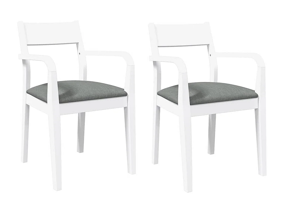 Sillas de comedor con cojines 2uds madera maciza blanco caucho