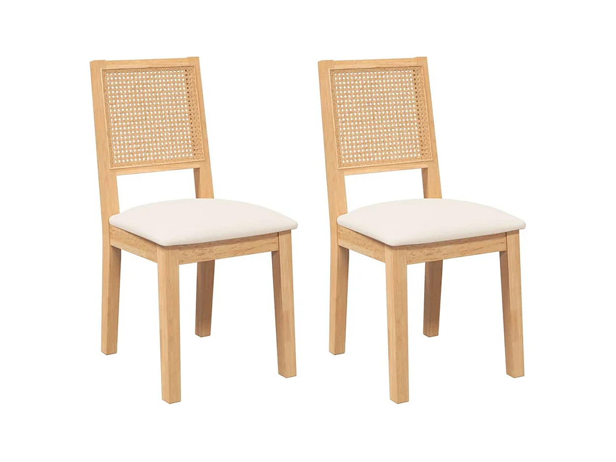 Esszimmerstühle mit Kissen 2 Stk. Massivholz Gummibaum