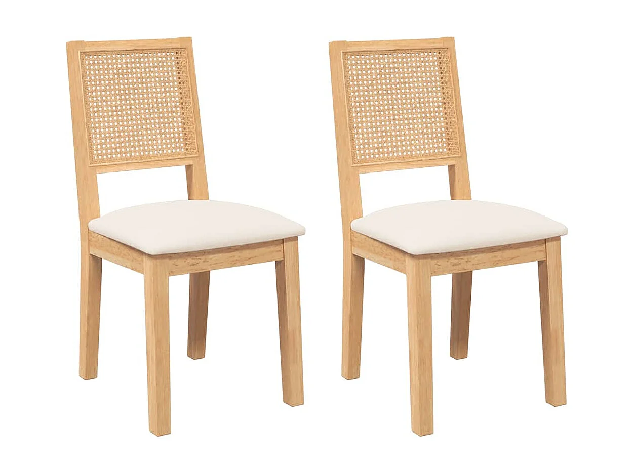 Chaises à manger coussins 2 pcs bois massif caoutchouc