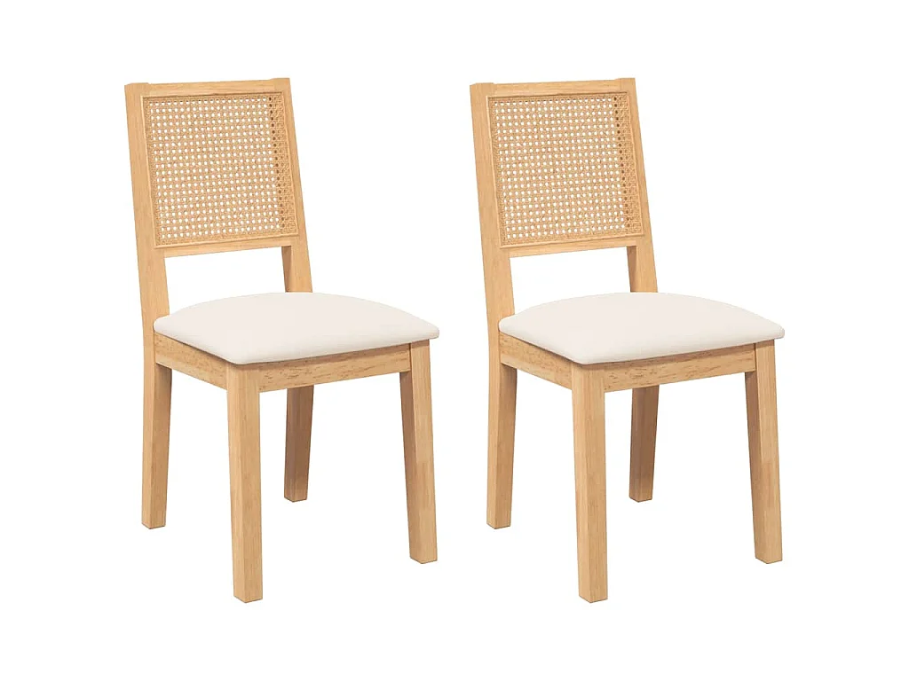 Sedie da Pranzo con Cuscini 2 pz in Legno Massello di Hevea