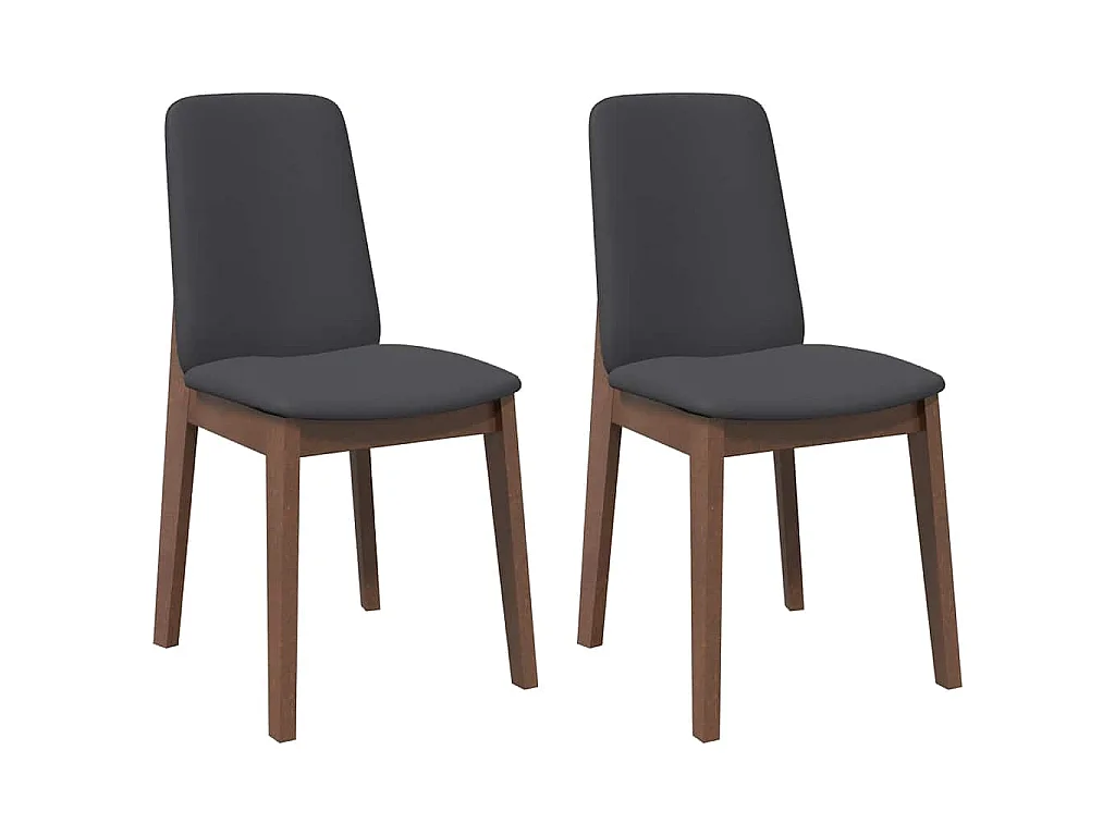 Chaises à manger coussins 2 pcs marron bois massif caoutchouc