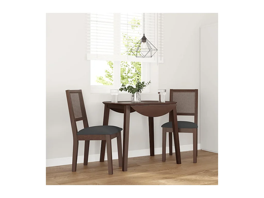 Chaises à manger coussins 2 pcs marron bois massif caoutchouc