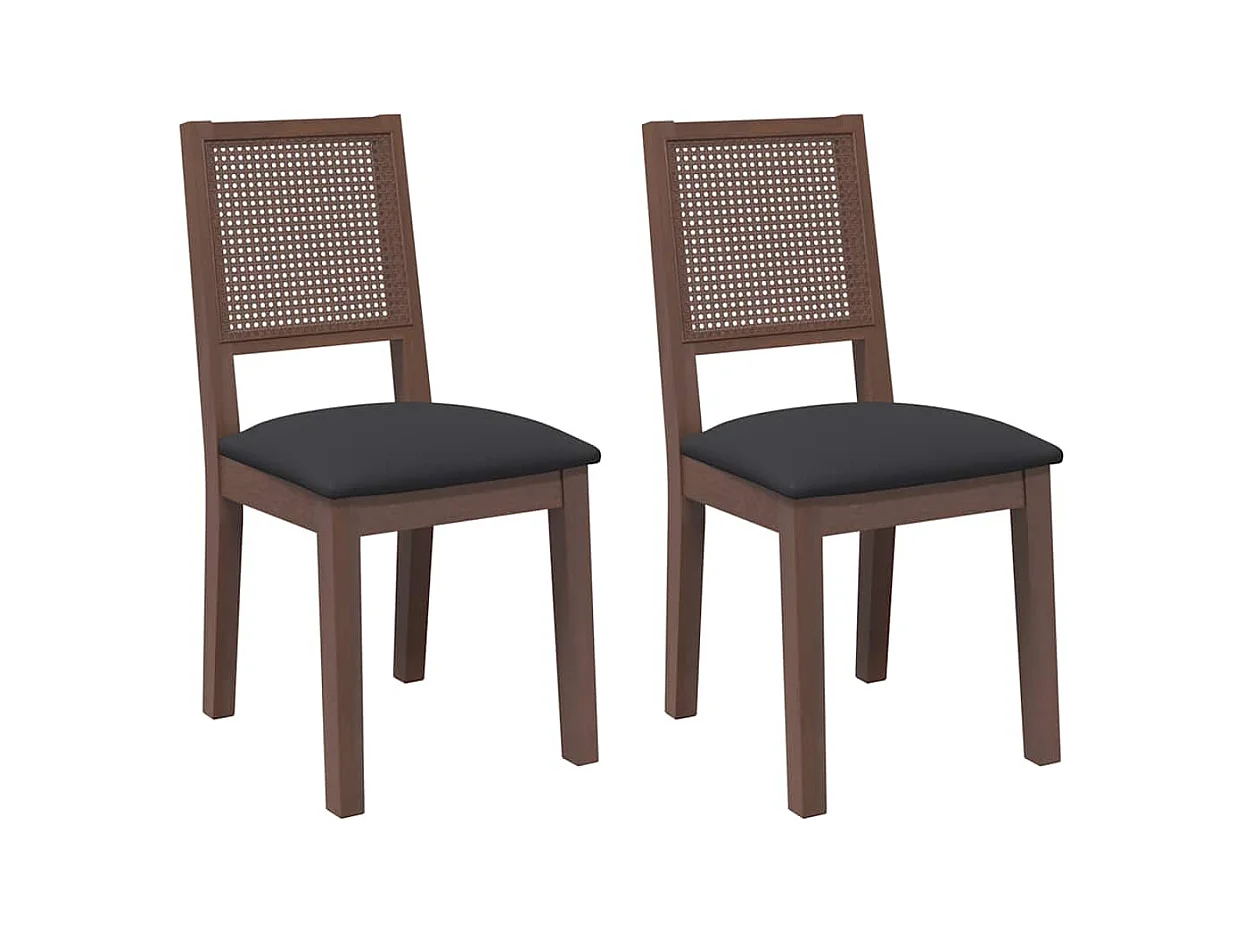 Chaises à manger coussins 2 pcs marron bois massif caoutchouc