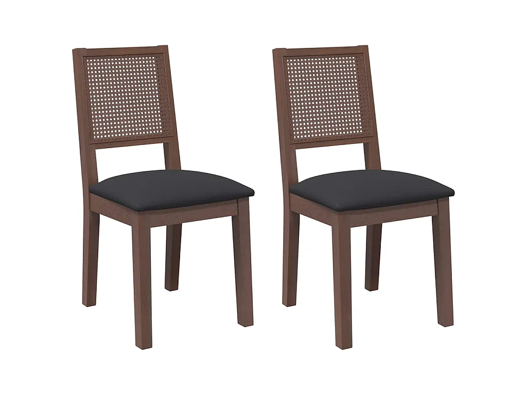 Chaises à manger coussins 2 pcs marron bois massif caoutchouc
