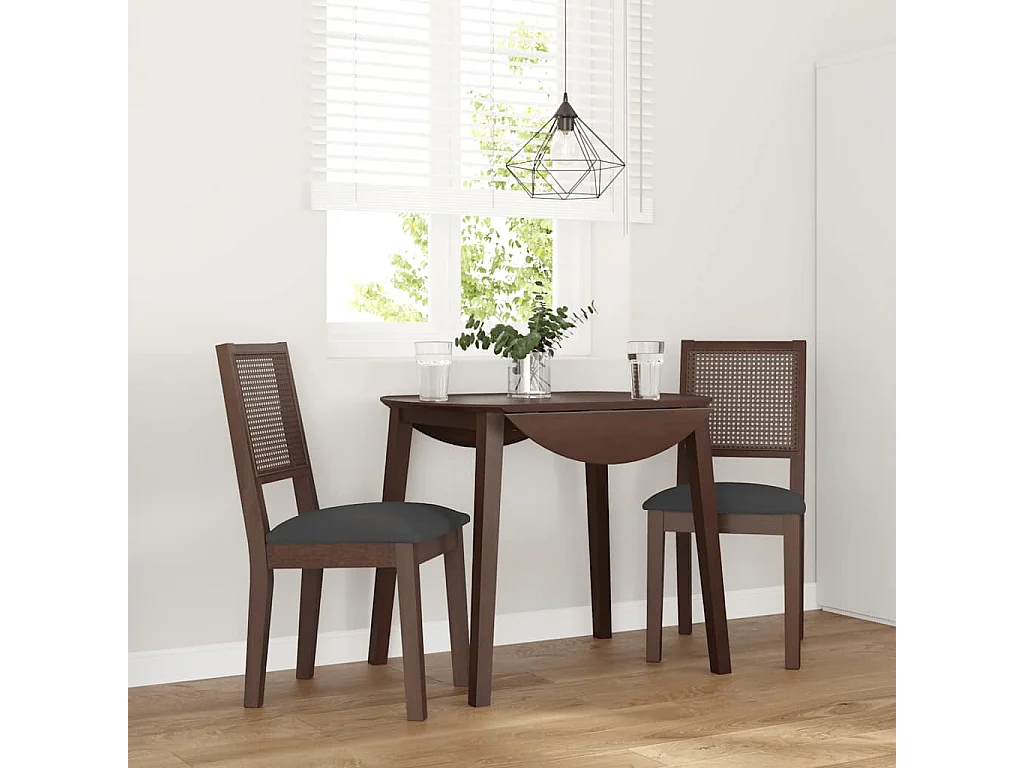 Chaises à manger coussins 2 pcs marron bois massif caoutchouc