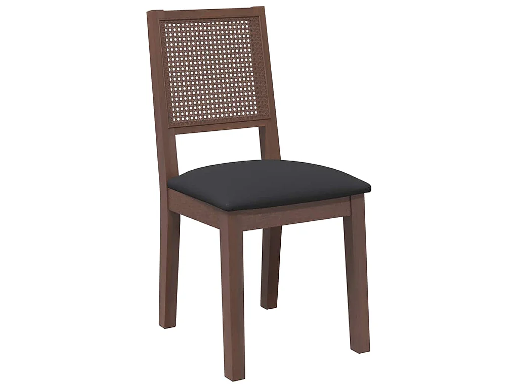 Chaises à manger coussins 2 pcs marron bois massif caoutchouc