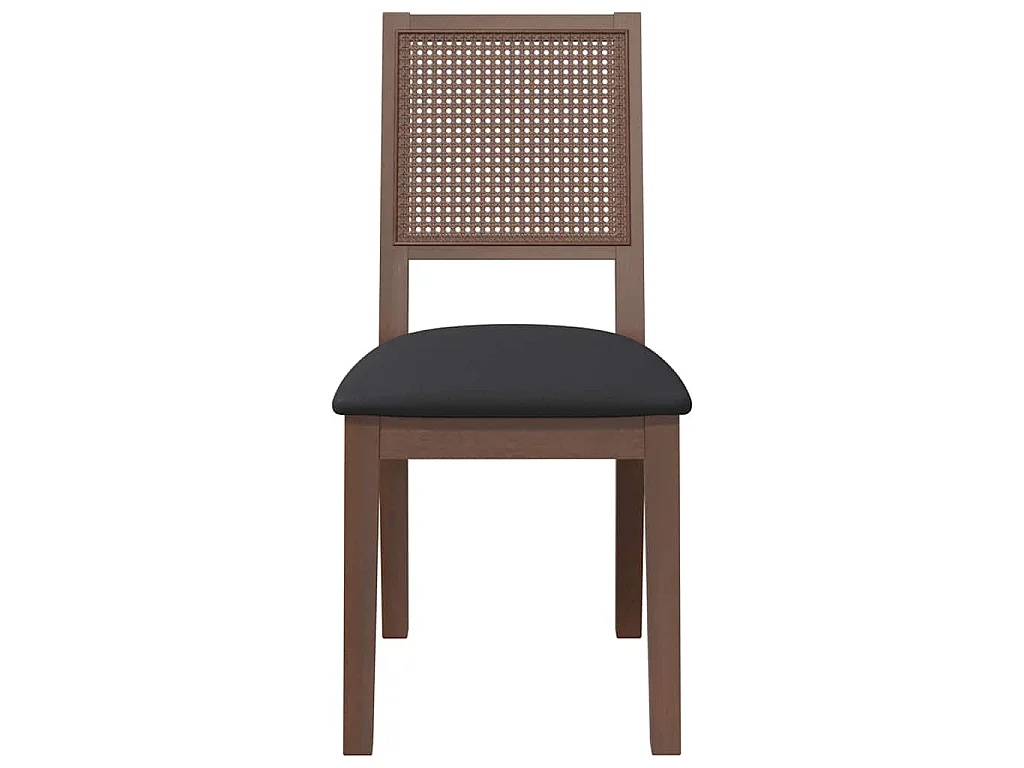 Chaises à manger coussins 2 pcs marron bois massif caoutchouc