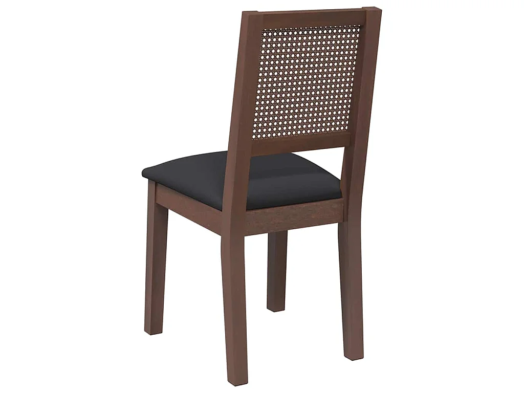 Chaises à manger coussins 2 pcs marron bois massif caoutchouc