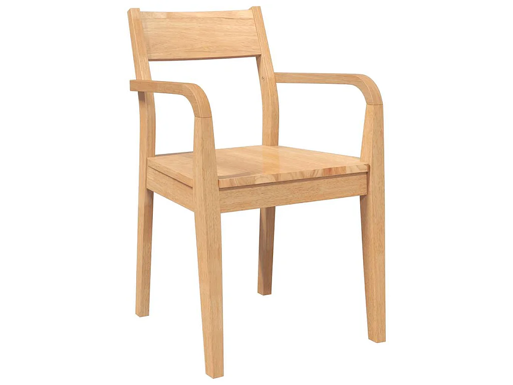 Chaises à manger 2 pcs bois massif naturel caoutchouc