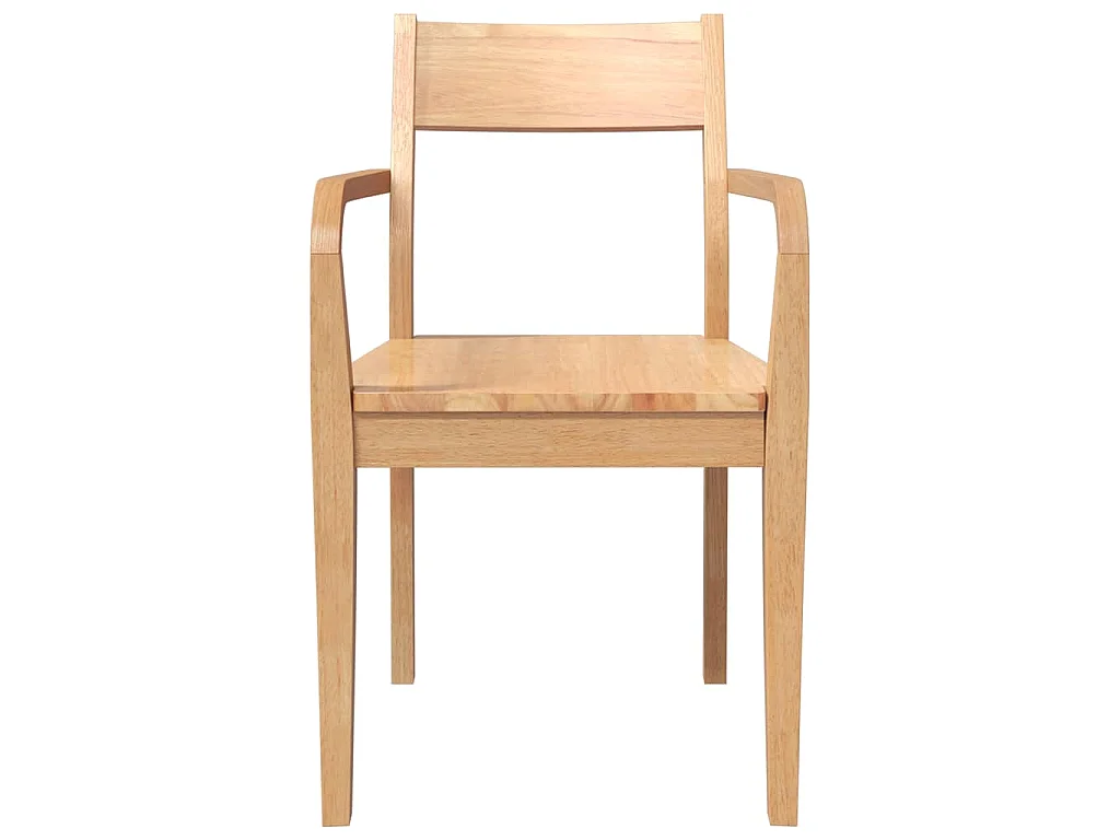 Chaises à manger 2 pcs bois massif naturel caoutchouc