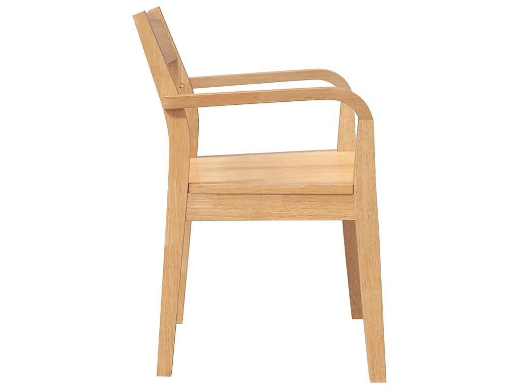 Chaises à manger 2 pcs bois massif naturel caoutchouc
