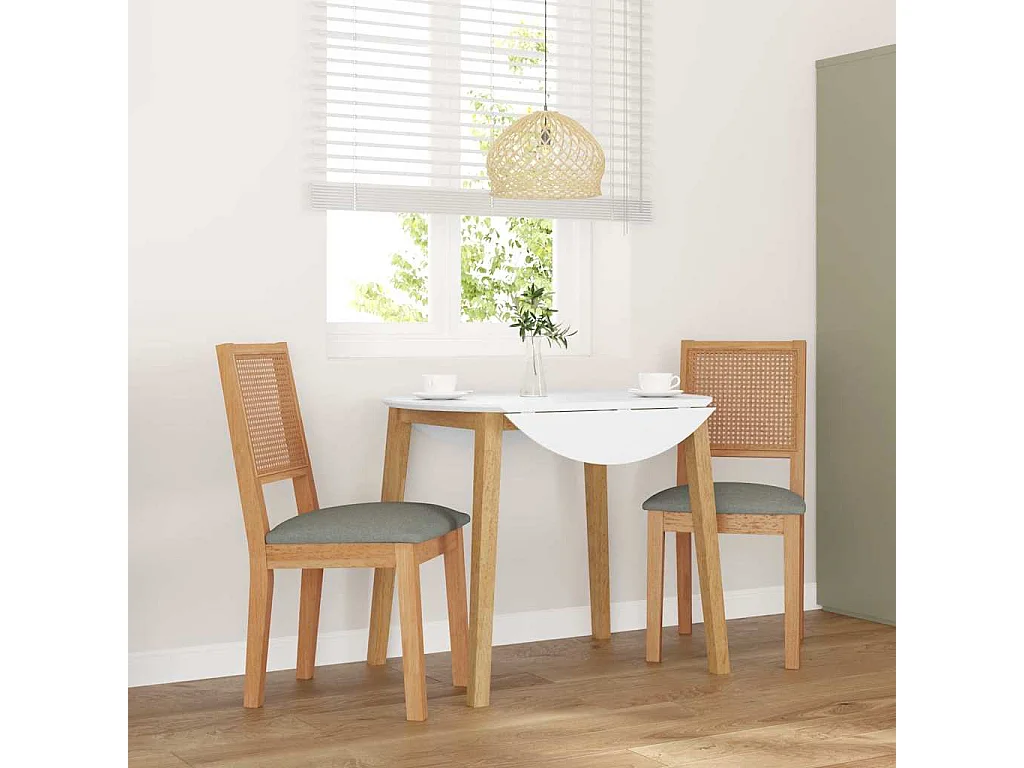 Eetkamerstoelen met kussens 2 st massief hout rubber