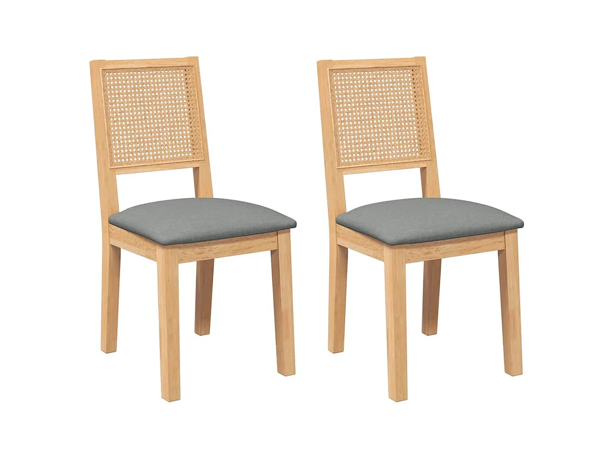 Eetkamerstoelen met kussens 2 st massief hout rubber