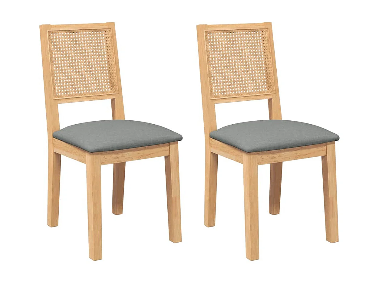 Chaises à manger coussins 2 pcs bois massif caoutchouc