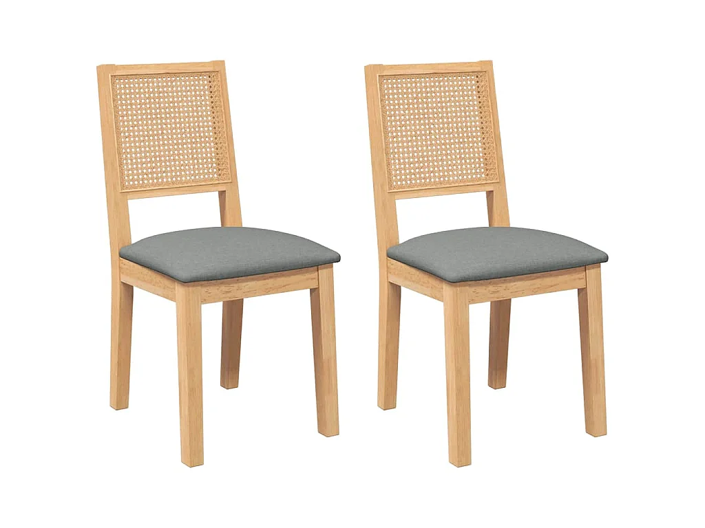 Sillas de comedor con cojines 2 uds madera maciza caucho