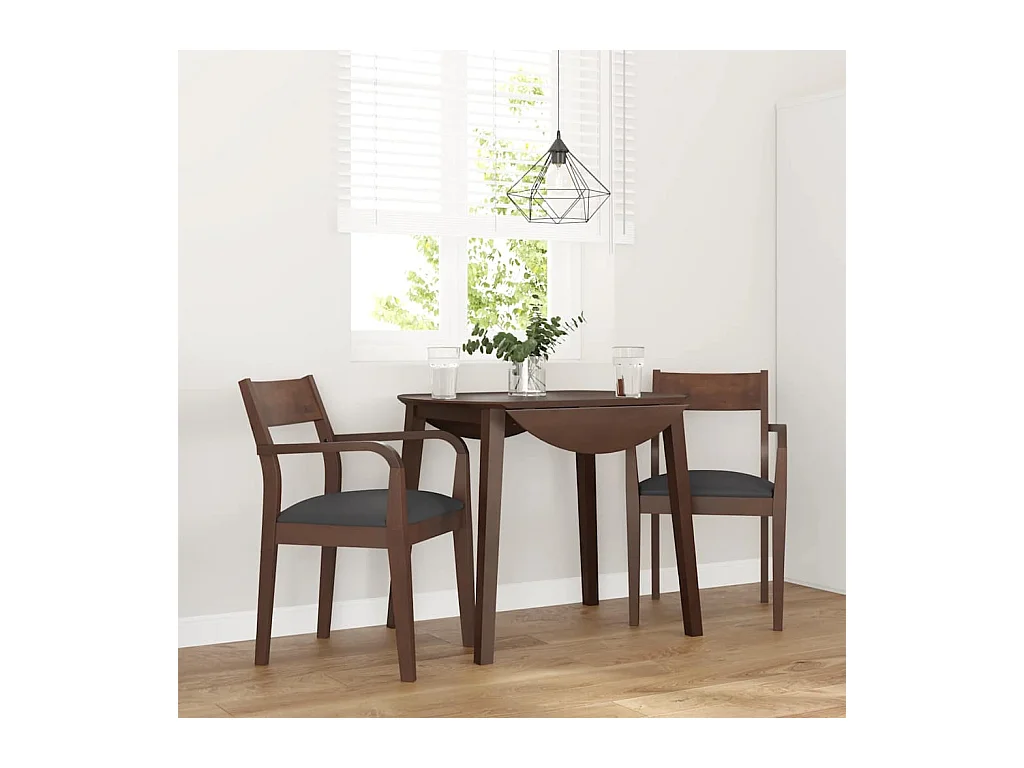 Chaises à manger coussins 2 pcs marron bois massif caoutchouc