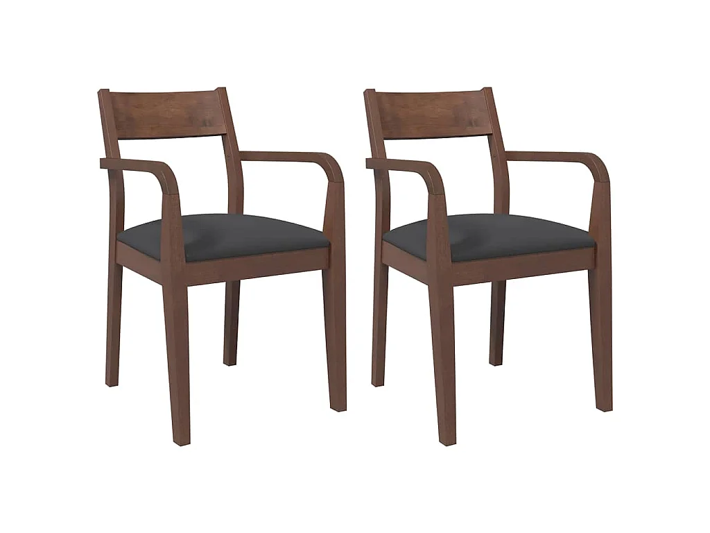 Chaises à manger coussins 2 pcs marron bois massif caoutchouc