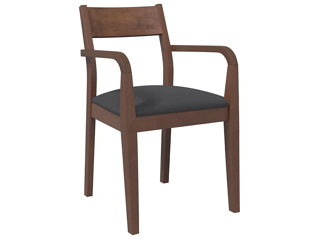 Chaises à manger coussins 2 pcs marron bois massif caoutchouc