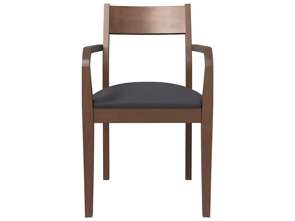Chaises à manger coussins 2 pcs marron bois massif caoutchouc