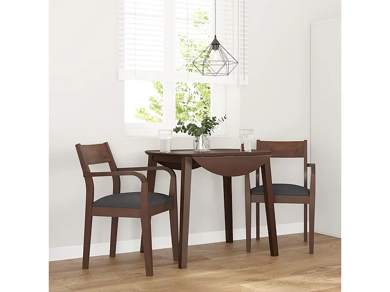 Eetkamerstoelen met kussens 2 st massief hout rubber bruin