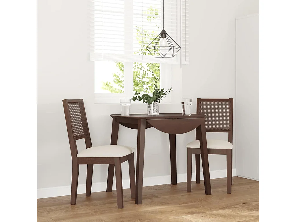 Chaises à manger coussins 2 pcs marron bois massif caoutchouc