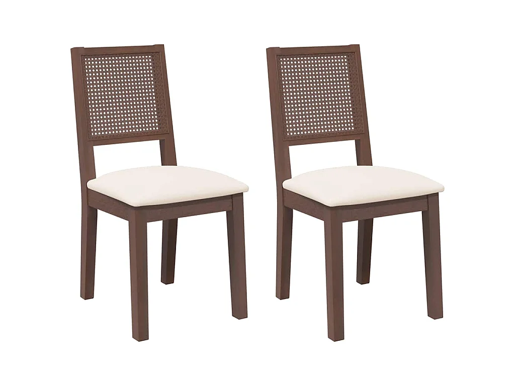 Esszimmerstühle mit Kissen 2 Stk. Braun Massivholz Gummibaum