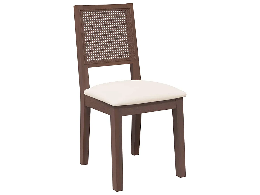 Esszimmerstühle mit Kissen 2 Stk. Braun Massivholz Gummibaum