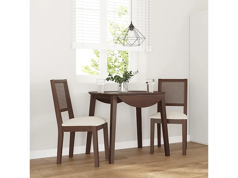 Sedie da Pranzo con Cuscini 2pz Marrone Legno Massello di Hevea