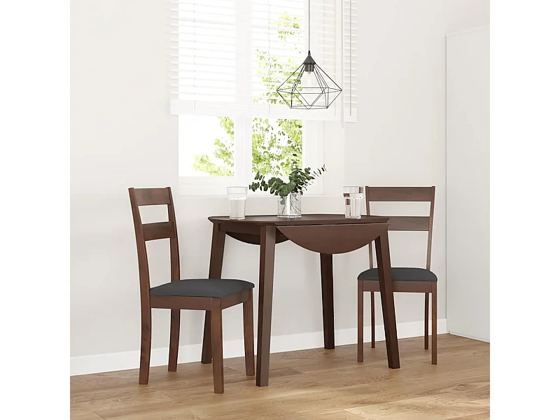 Sedie da Pranzo con Cuscini 2pz Marrone Legno Massello di Hevea