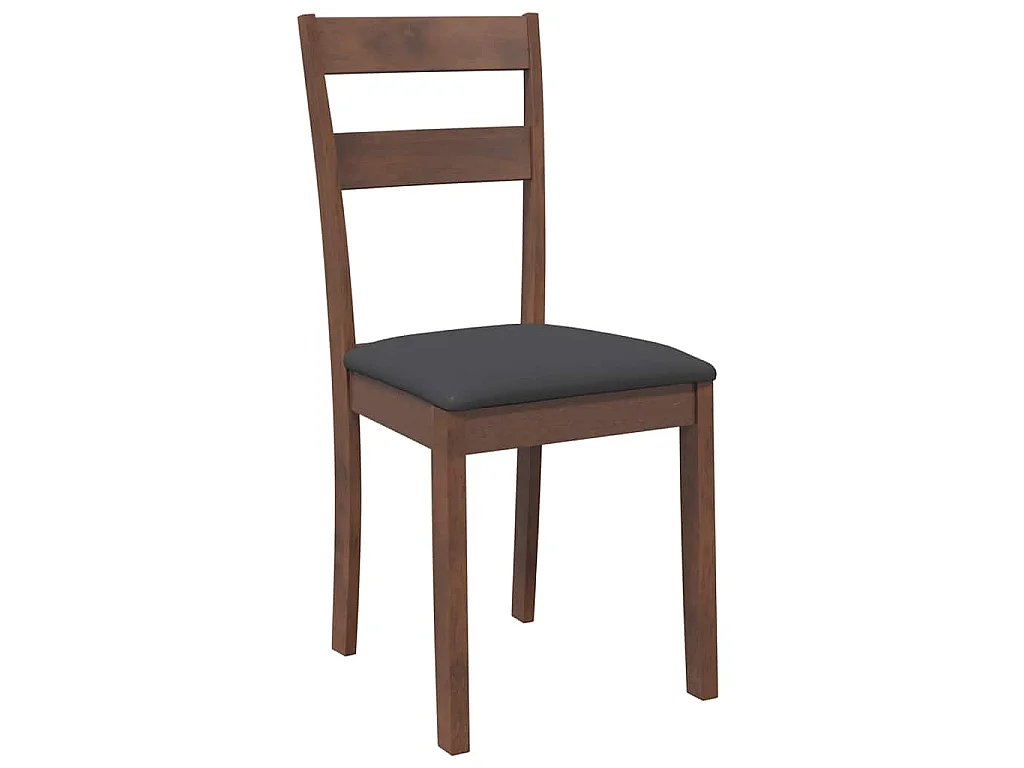 Eetkamerstoelen met kussens 2 st massief hout rubber bruin